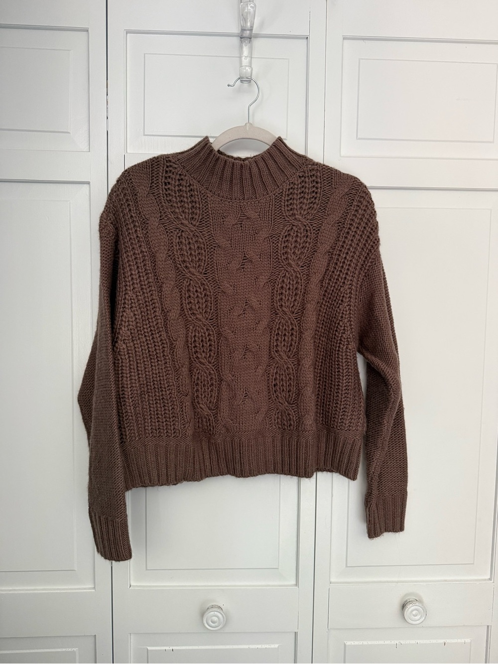 Lucky Brown Cable Knit Mock Neck Sweater - Brown
